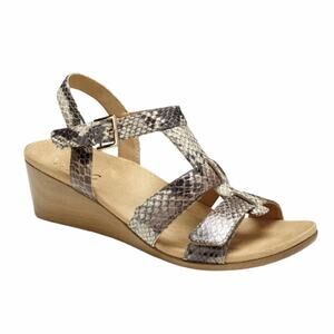 Vionic Glenda Wedge Sandal Orthaheel Natural Snake Print 8